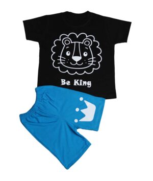 بيجامه صيفى اولادى قطن مطبوع,أسودولبنى