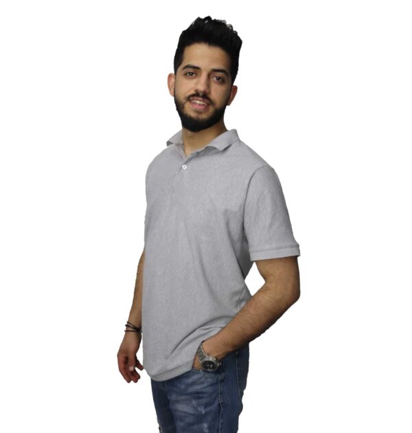 ⁦تى شيرت بولو قطن,رمادى⁩ - الصورة ⁦2⁩