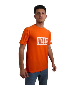تى شيرت مطبوع "HELLO",برتقالى
