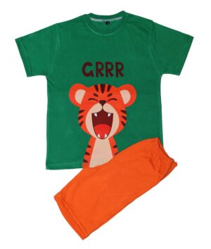 بيجامه صيفى قطن مطبوع ,أخضر زارعى