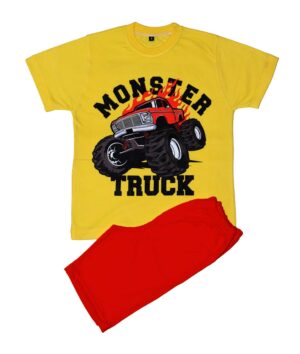 بيجامه صيفى قطن مطبوع ,أصفر